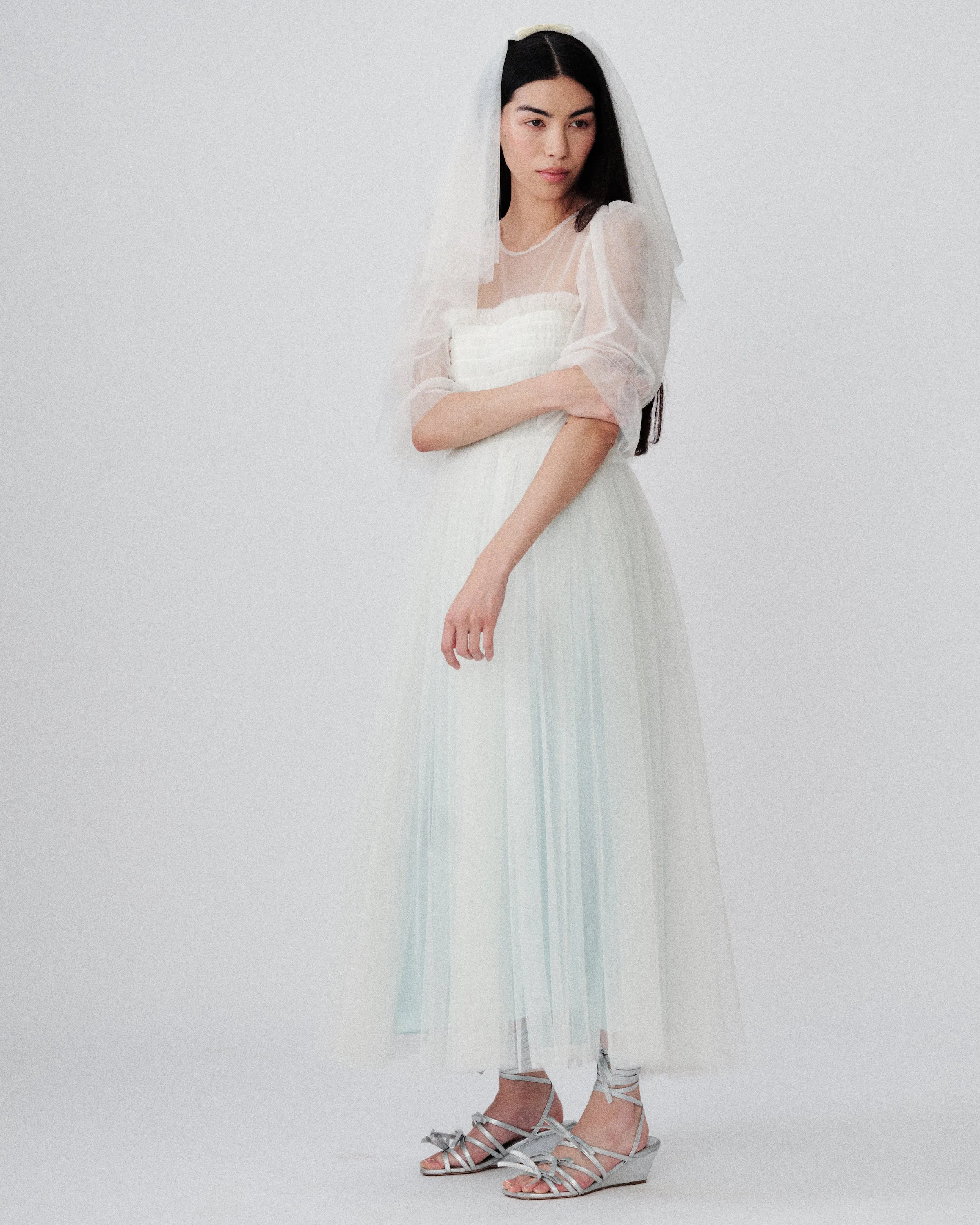 Agyness Dress Ivory with Blue sold by MOLLY GODDARD product image thumbnail 3