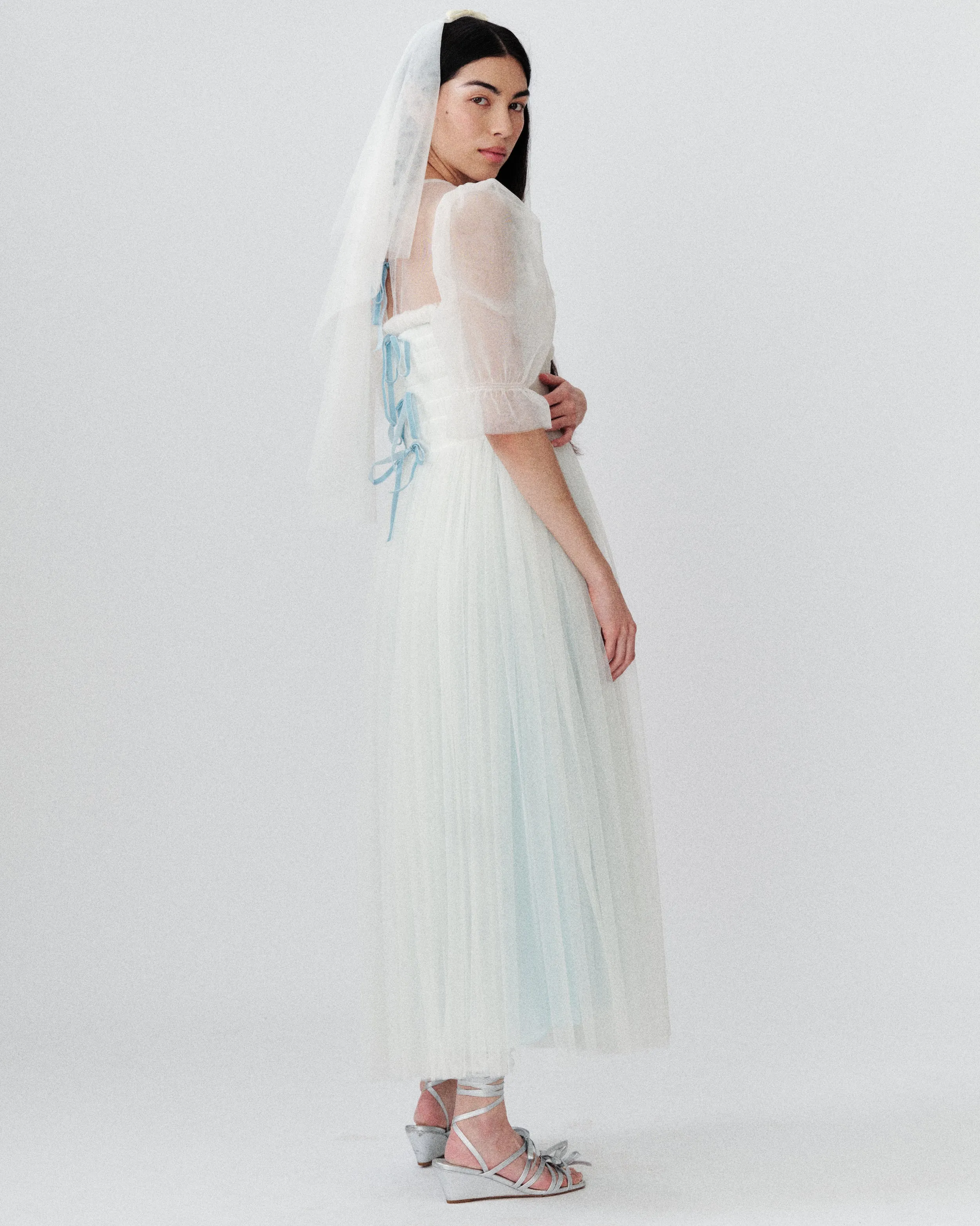 Agyness Dress Ivory with Blue sold by MOLLY GODDARD product image thumbnail 2