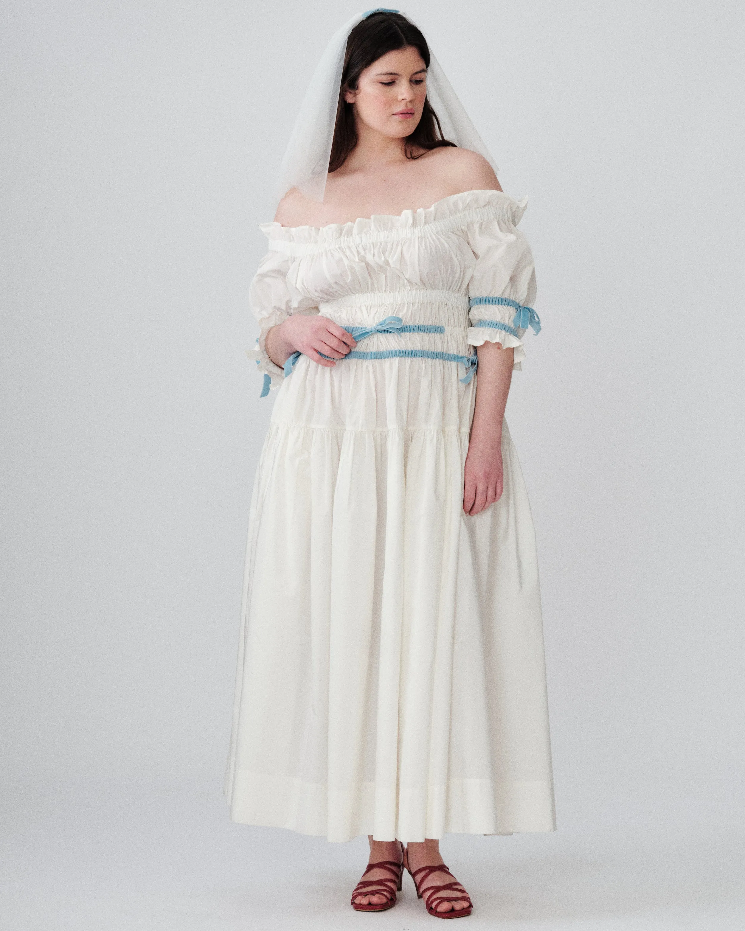 Matilda Dress Ivory Blue sold by MOLLY GODDARD