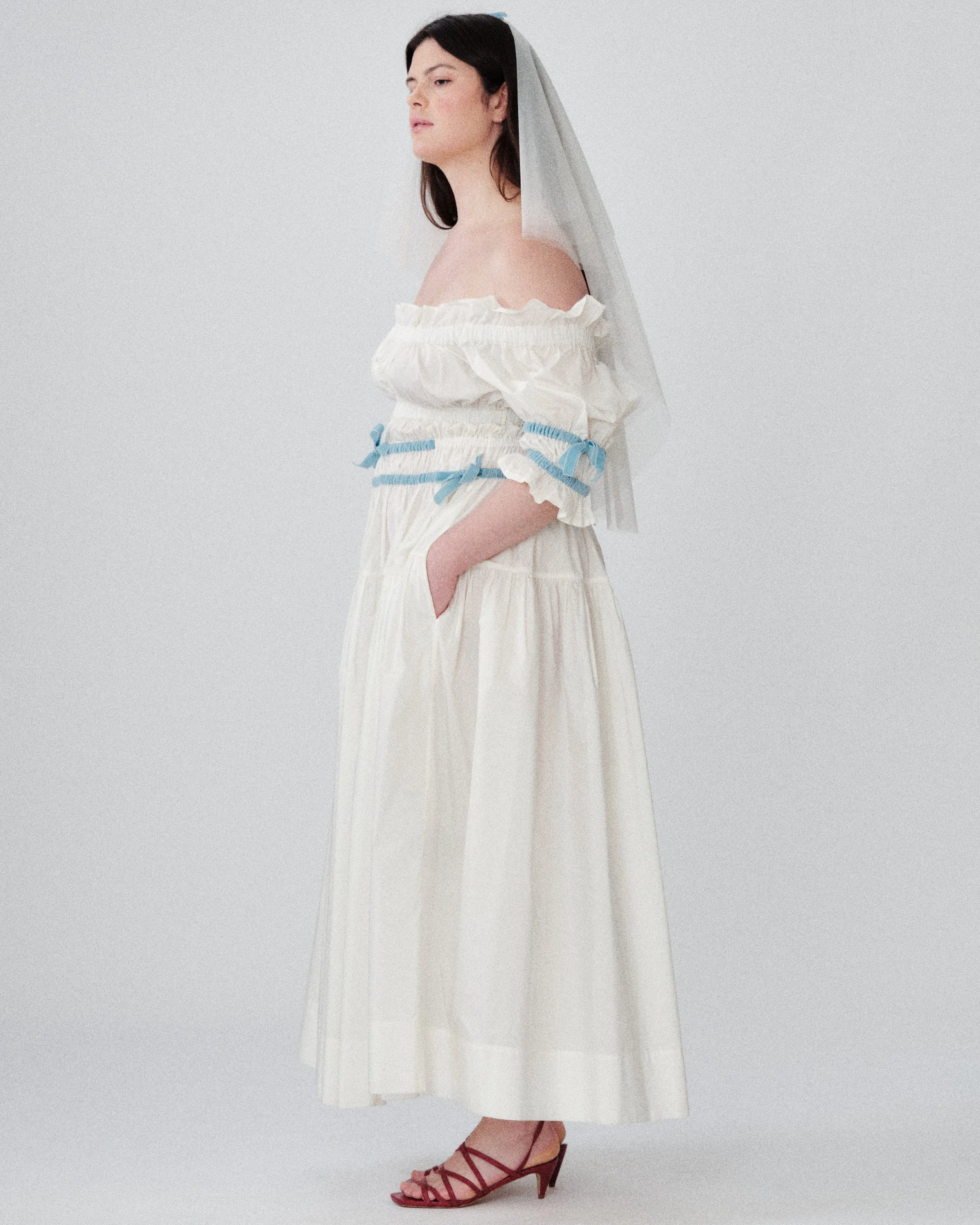 Matilda Dress Ivory Blue sold by MOLLY GODDARD product image thumbnail 3