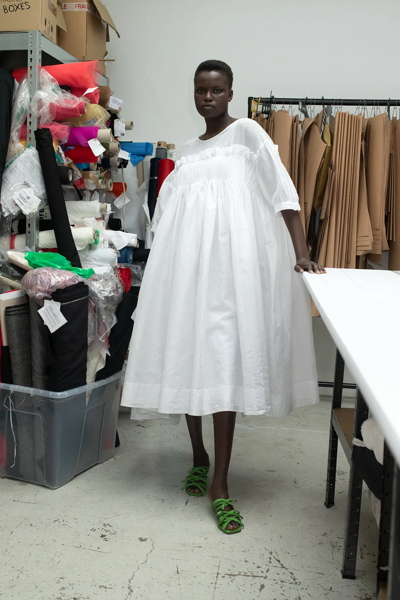 Solly Dress White sold by MOLLY GODDARD