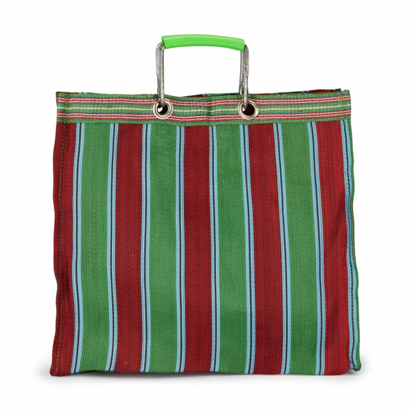Repurposed Woven Tote Bag - Maroon/ Green sold by Moma