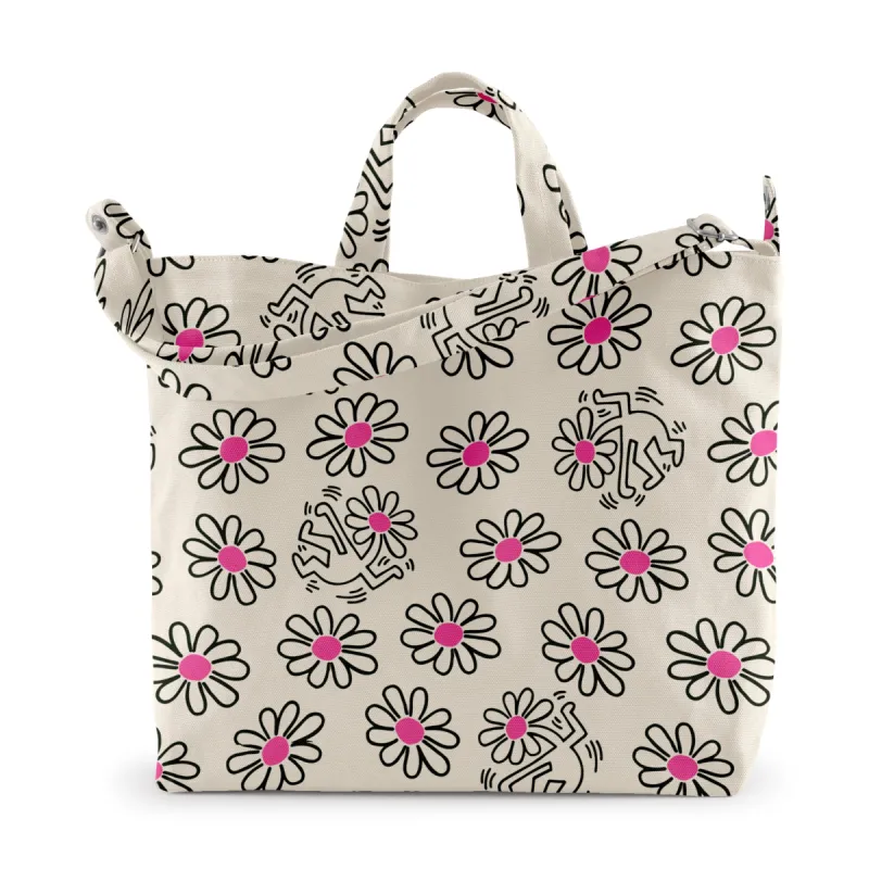 Keith Haring Baggu Flower Recycled Cotton Horizontal Zip Duck Bag sold by Moma