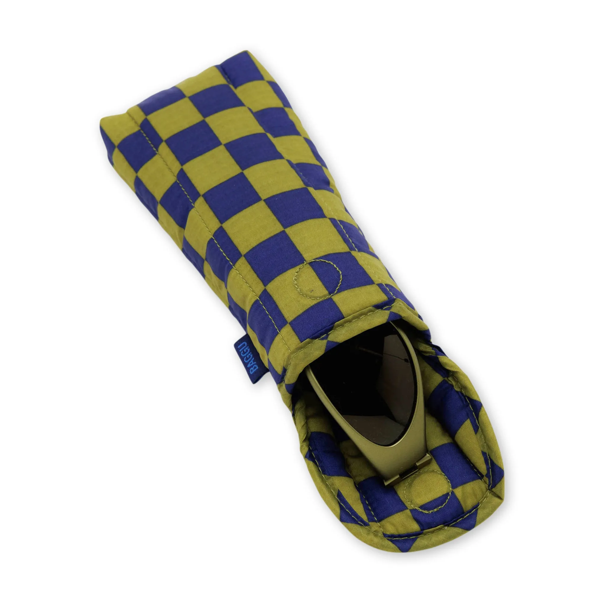 Baggu Puffy Recycled Nylon Eyeglasses Case - Pear Navy Check sold by Moma product image thumbnail 2