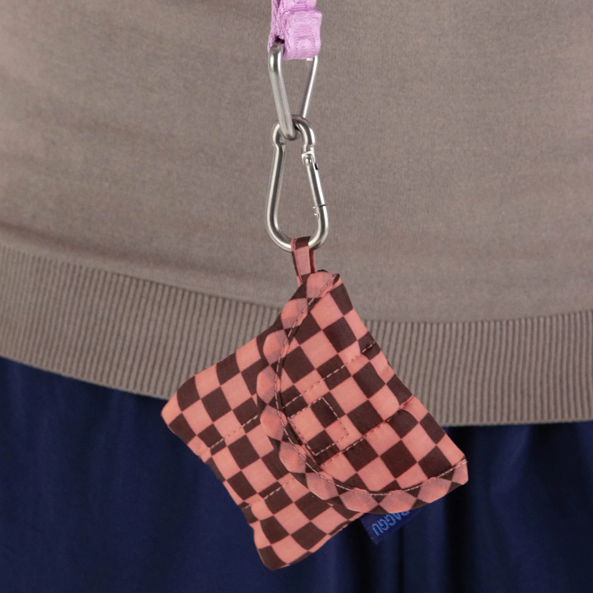 Baggu Puffy Recycled Nylon Earbuds Case - Pink Brown Check sold by Moma product image thumbnail 2