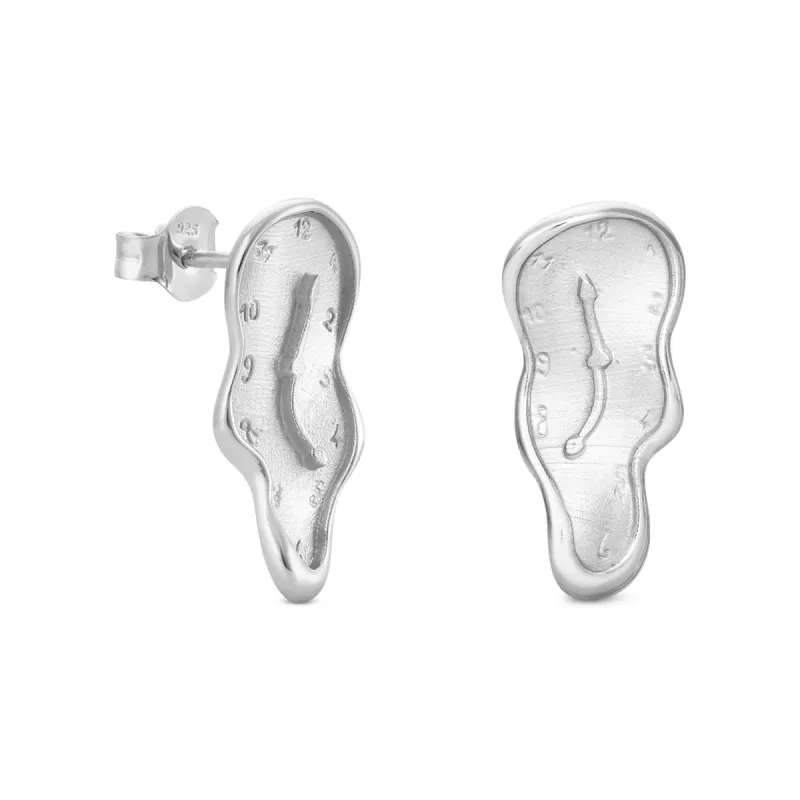 Salvador Dalí Gold-Plated Melting Clock Post Earrings - Silver sold by Moma