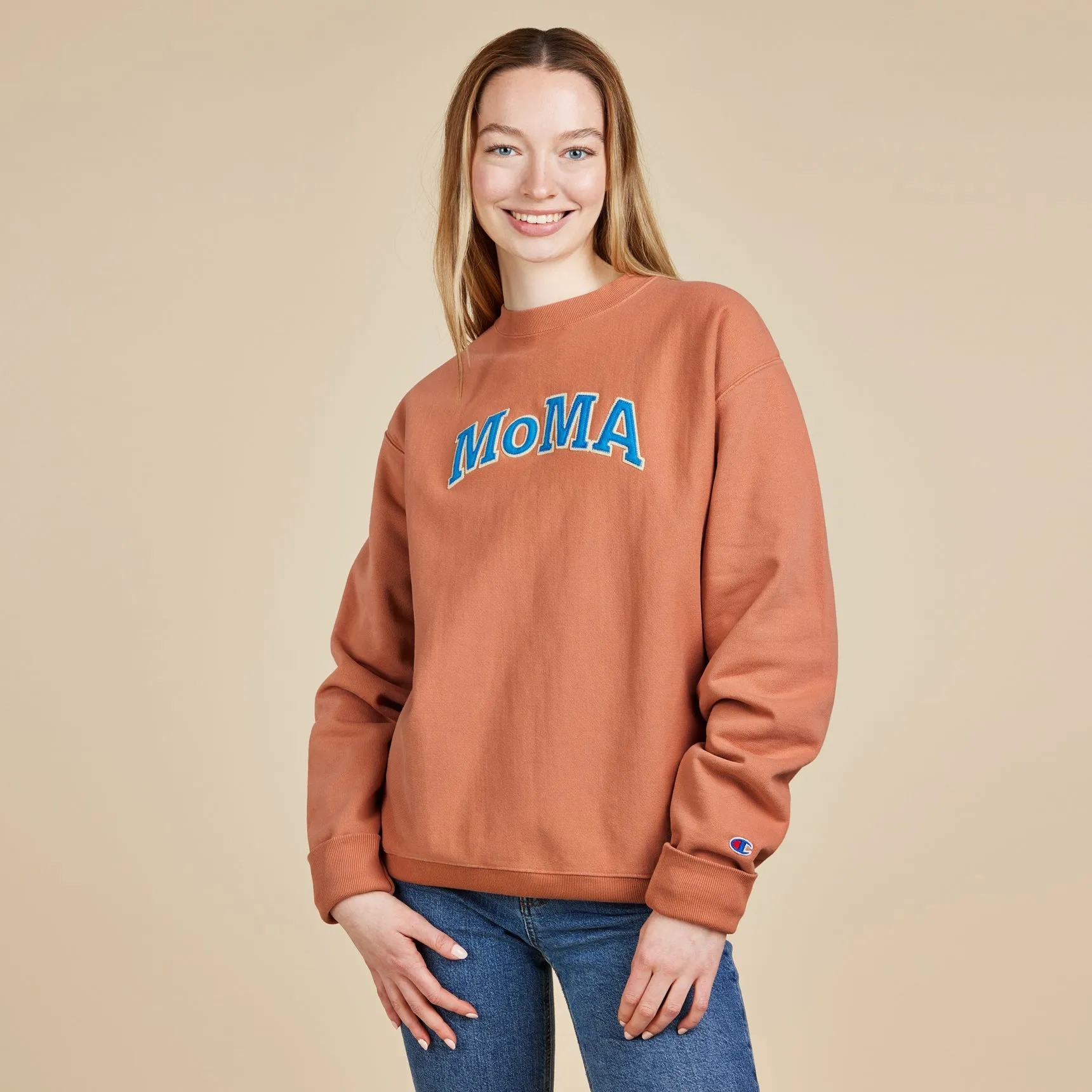 24年新色 MOMA Champion Sweatshirt Garment Dyed Canyon Red Champion Garment-Dyed Crewneck Sweatshirt - MoMA Edition