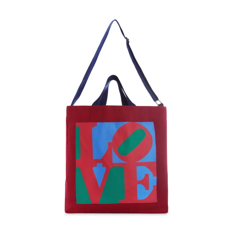 Robert Indiana LOVE Cotton Canvas Crossbody Tote Bag sold by Moma