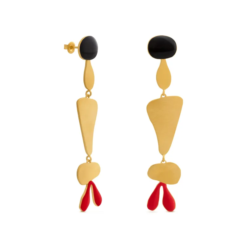 Joan Miró Gold-Plated Linear Shapes Earrings sold by Moma