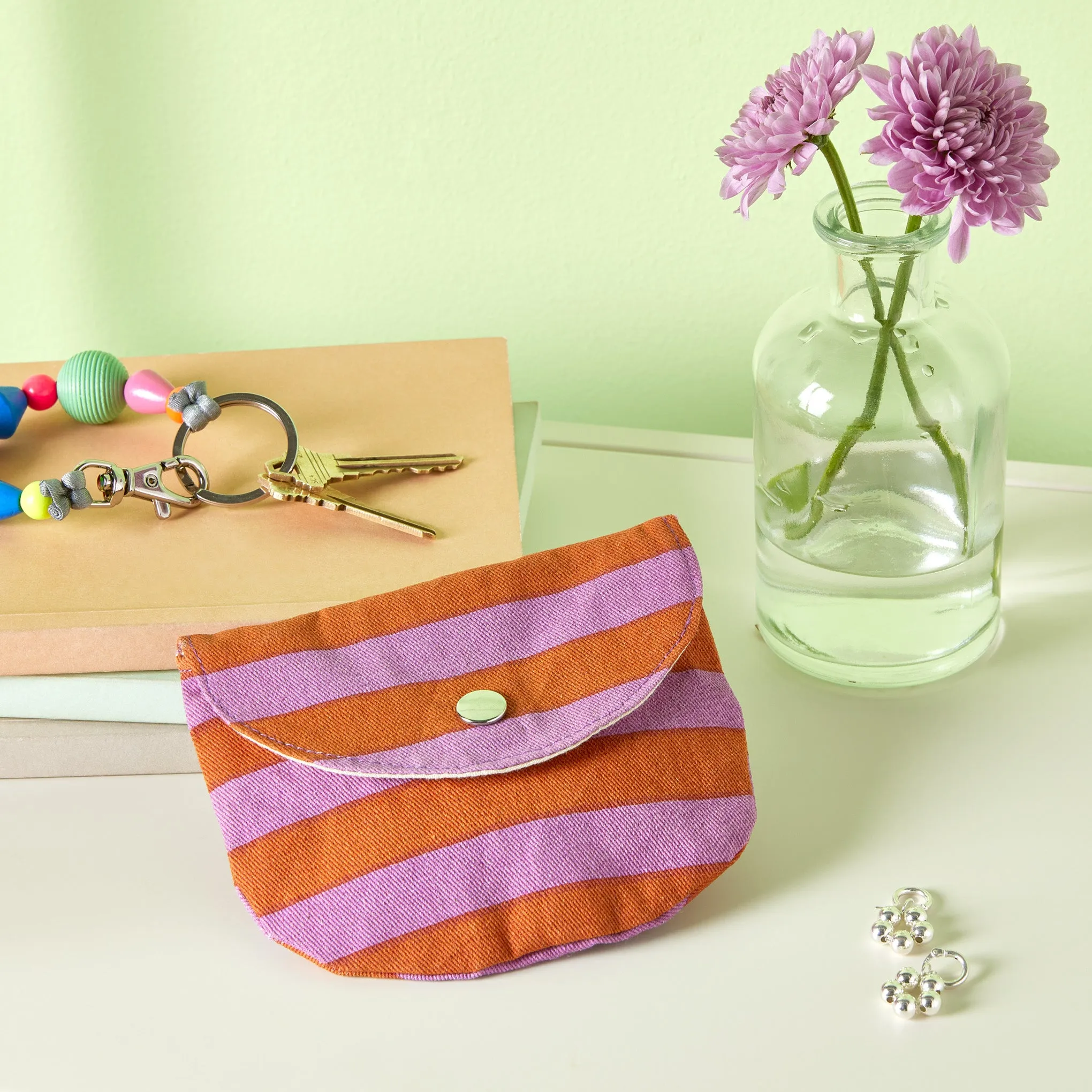 Randa Striped Cotton Purse - Lilac/ Orange sold by Moma product image thumbnail 2