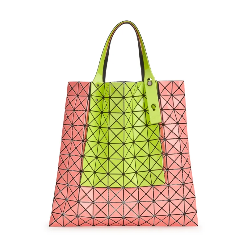 BAO BAO ISSEY MIYAKE Prism Kangaroo Tote Bag - Lime/ Coral Pink sold by Moma