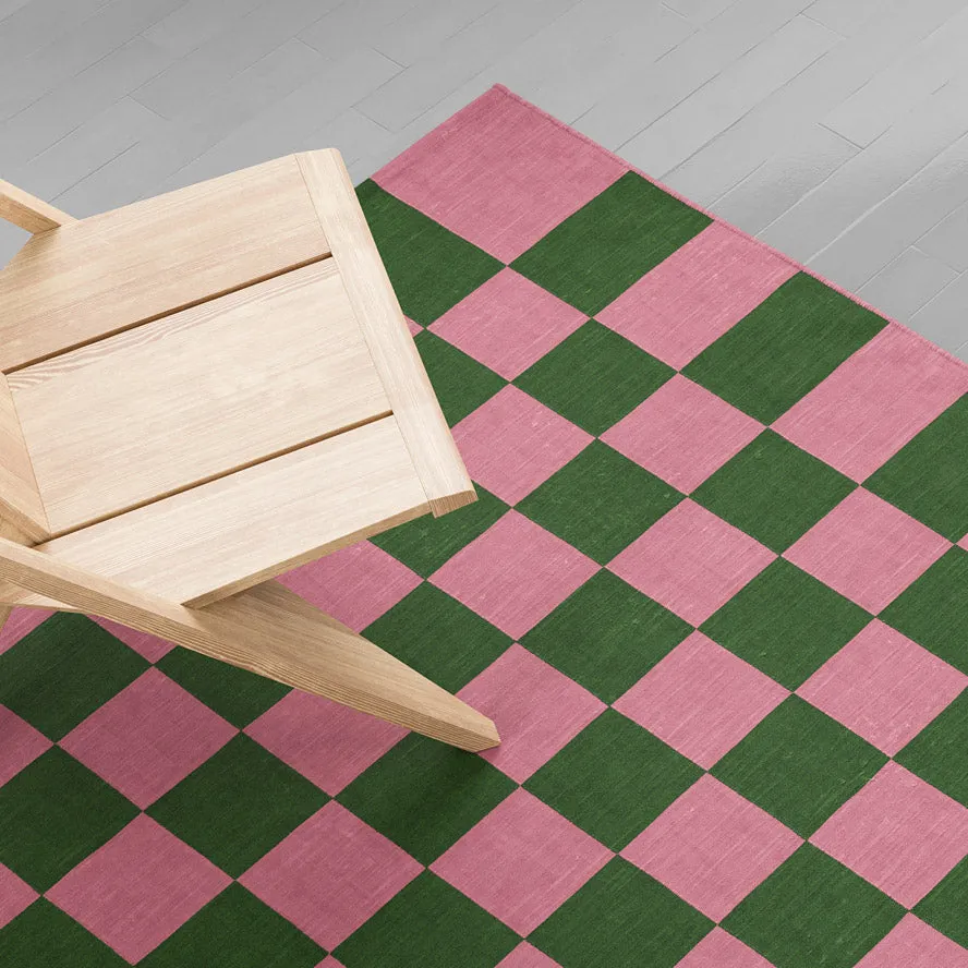 Maharam Alexander Girard Cotton Check Rug - Emerald/ Pink sold by Moma product image thumbnail 2
