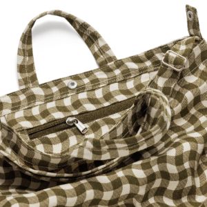 Baggu Recycled Cotton Horizontal Zip Duck Bag - Wavy Gingham Brown sold by Moma
