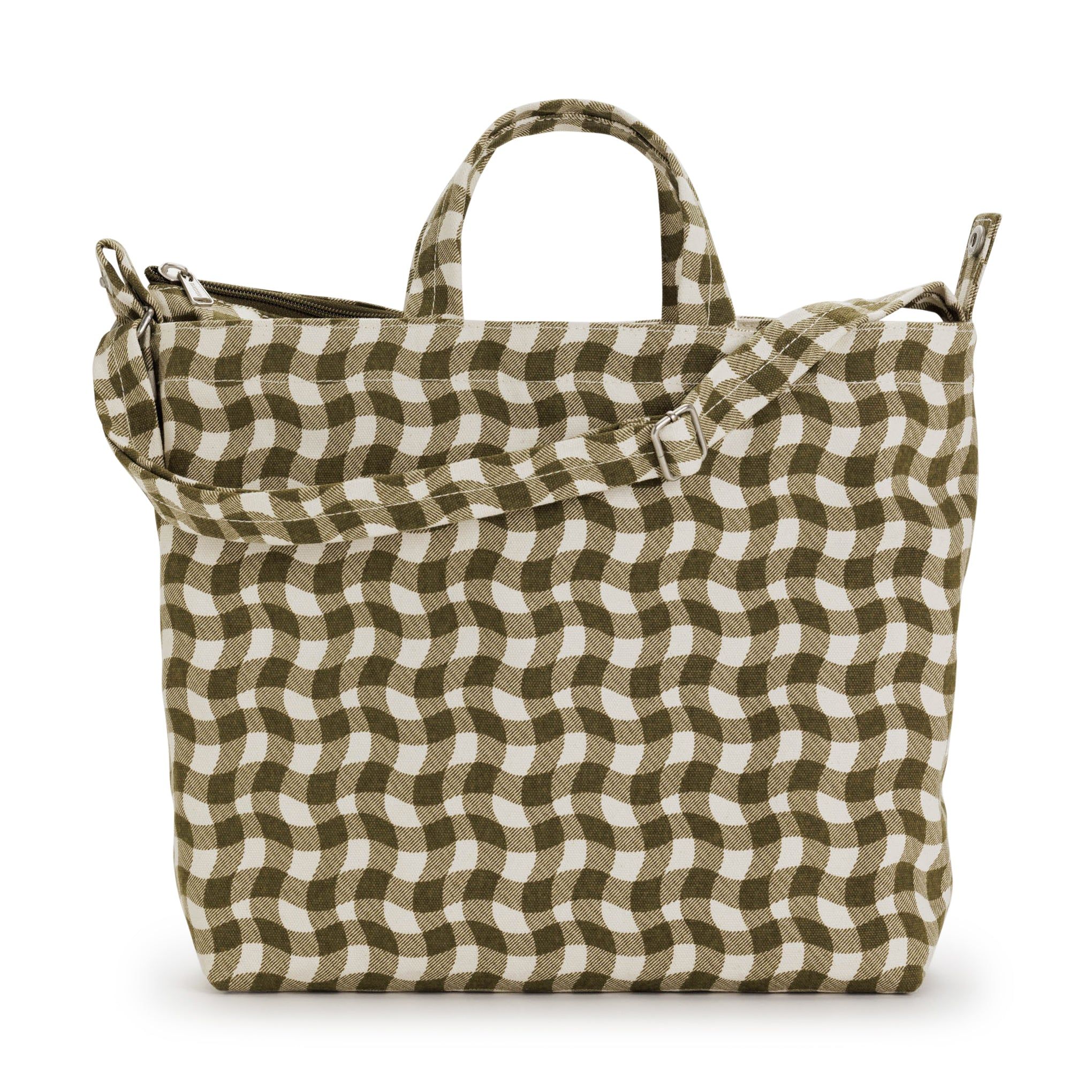 Baggu Recycled Cotton Horizontal Zip Duck Bag - Wavy Gingham Brown sold by Moma