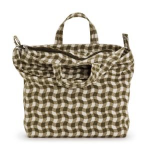 Baggu Recycled Cotton Horizontal Zip Duck Bag - Wavy Gingham Brown sold by Moma