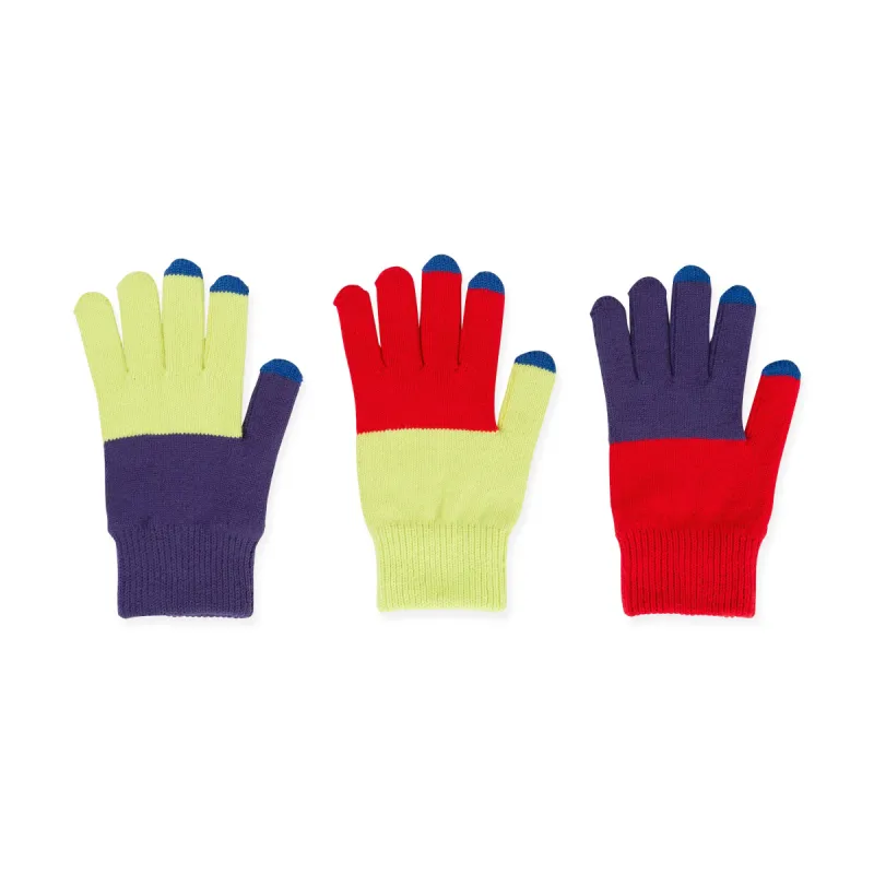 Pair & a Spare Colorblock Touchscreen Gloves - Red/ Lime sold by Moma