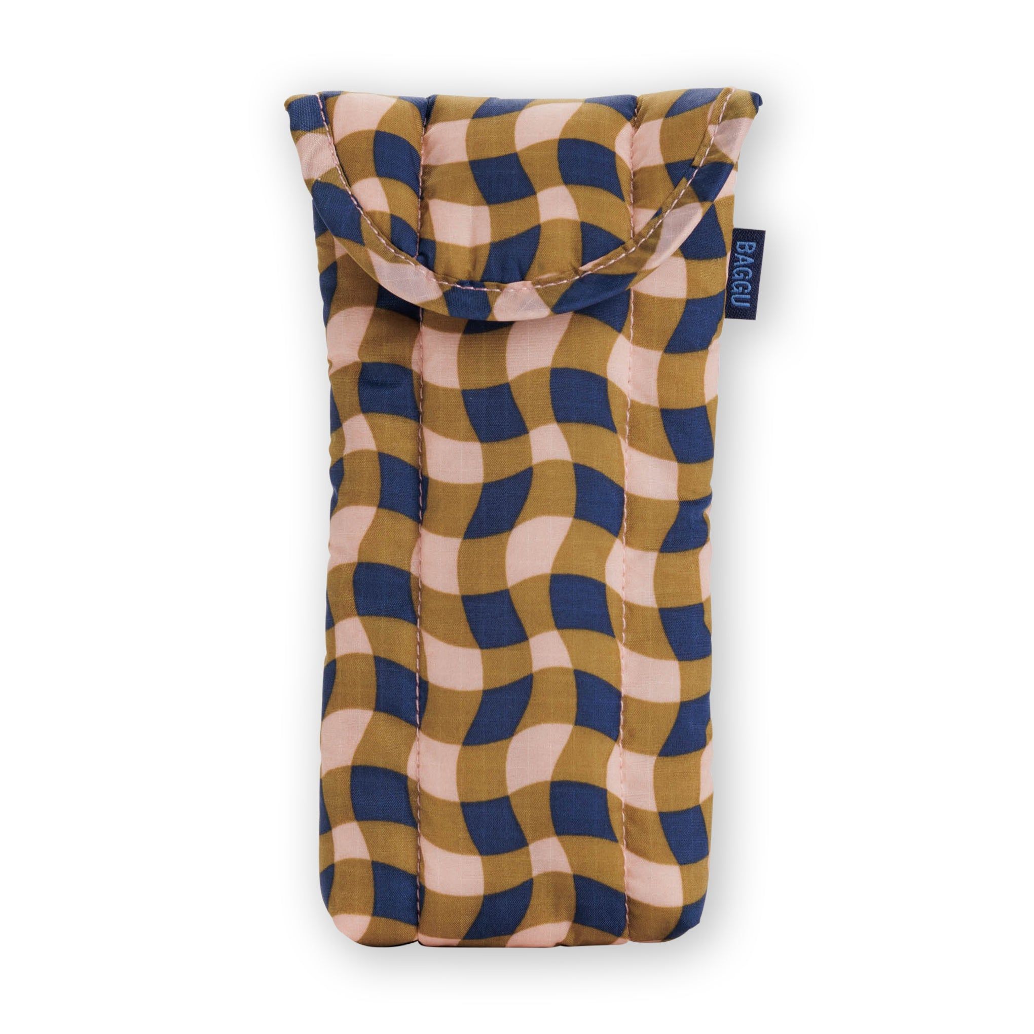 Baggu Puffy Recycled Nylon Eyeglasses Case - Wavy Gingham Peach sold by Moma