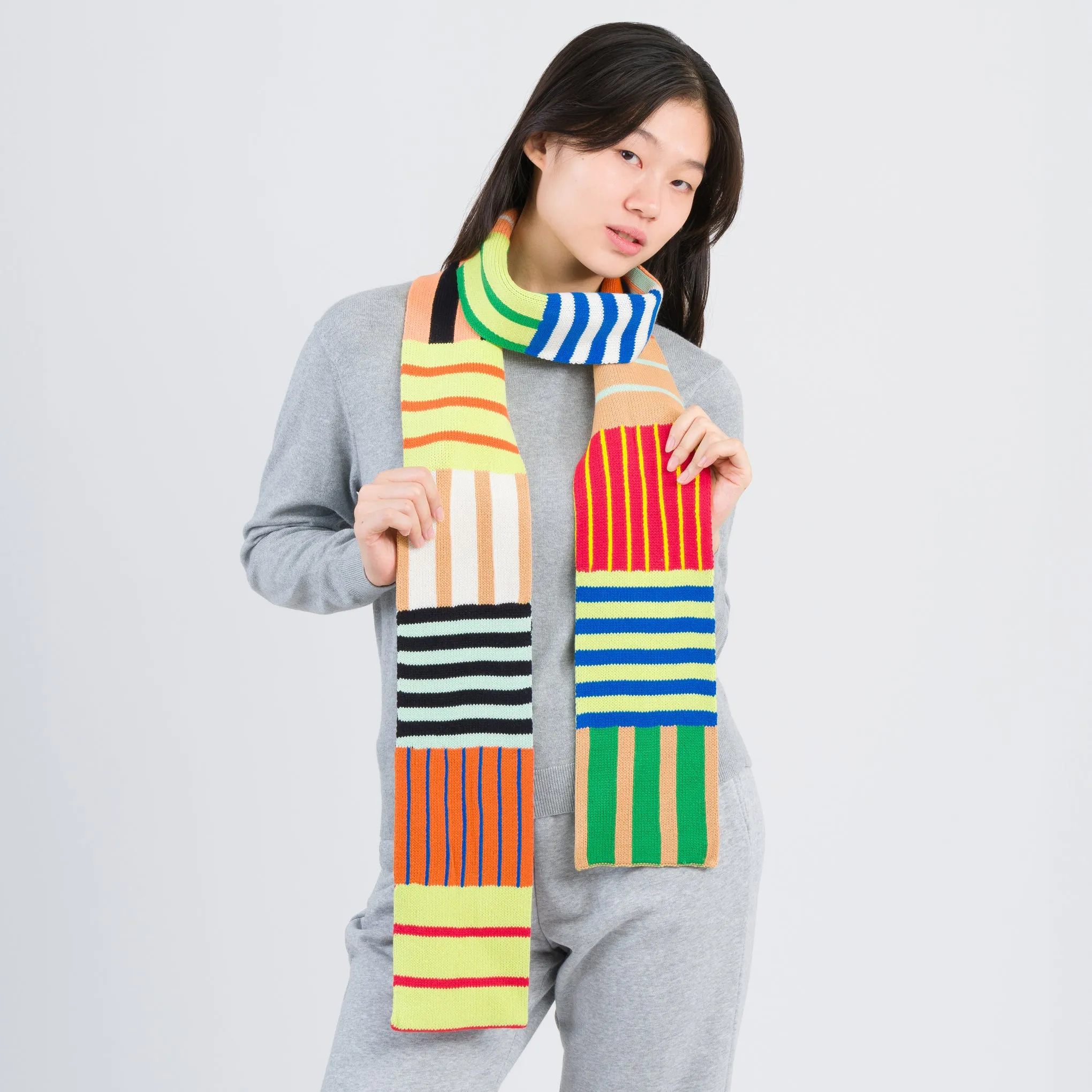 Verloop Skinny Patchwork Stripe Scarf sold by Moma product image thumbnail 2