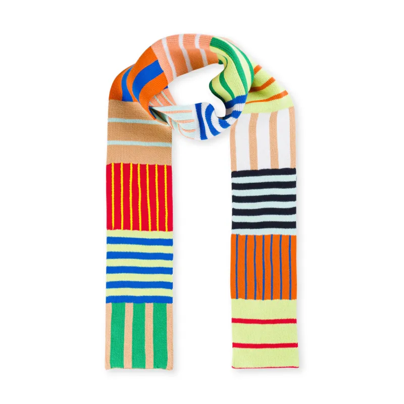 Verloop Skinny Patchwork Stripe Scarf sold by Moma