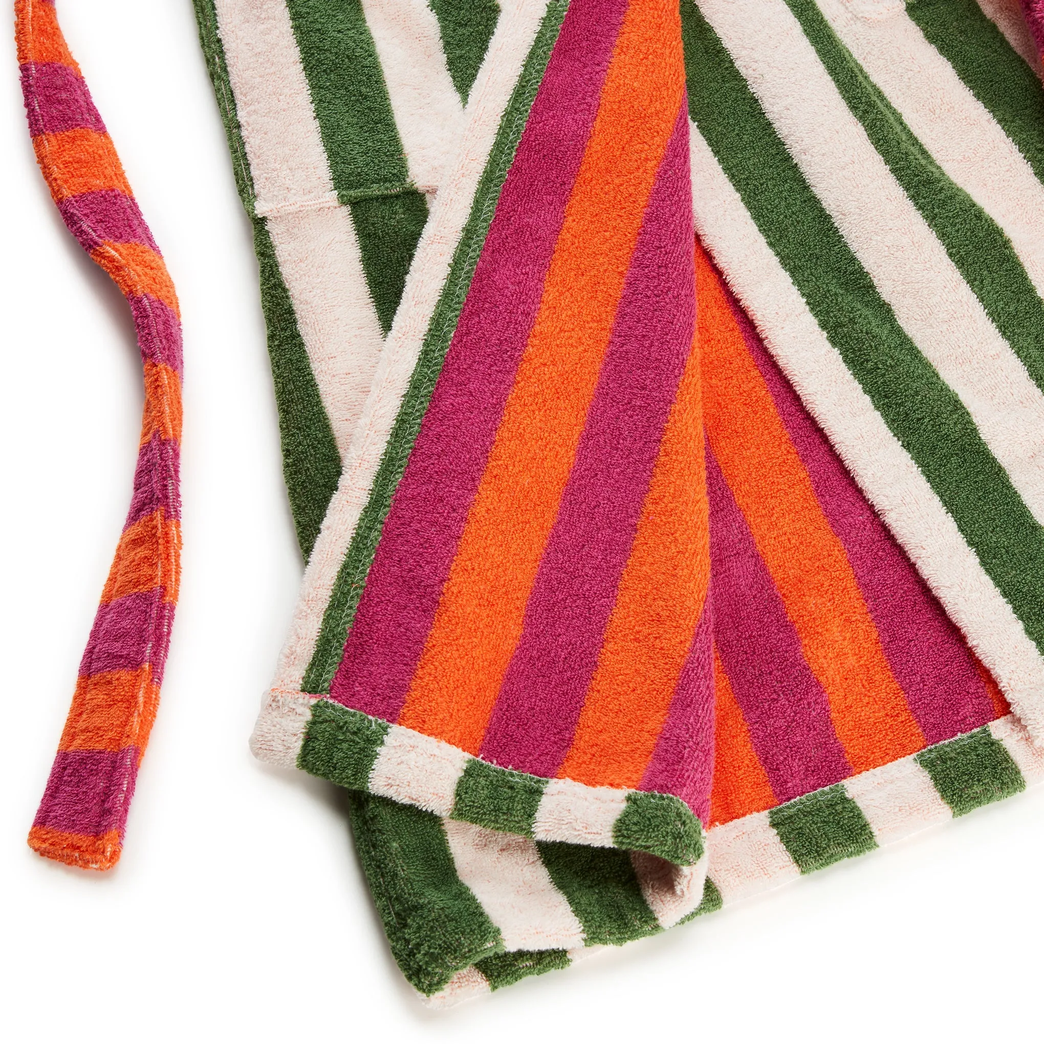 Dusen Dusen Striped Bathrobe - Green/ Lavender sold by Moma product image thumbnail 3