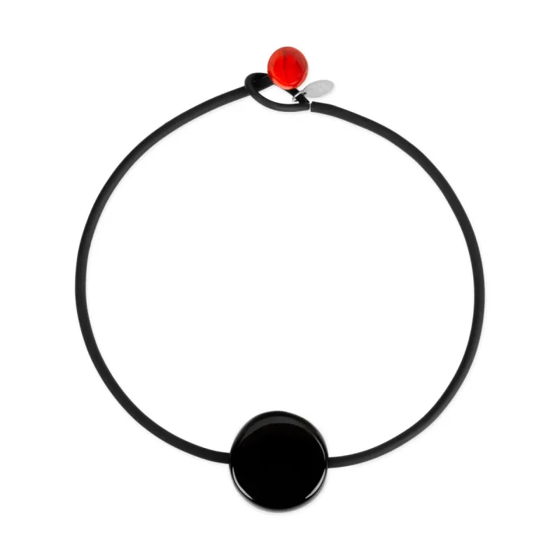 Bonbon Glass Necklace - Red/ Black sold by Moma