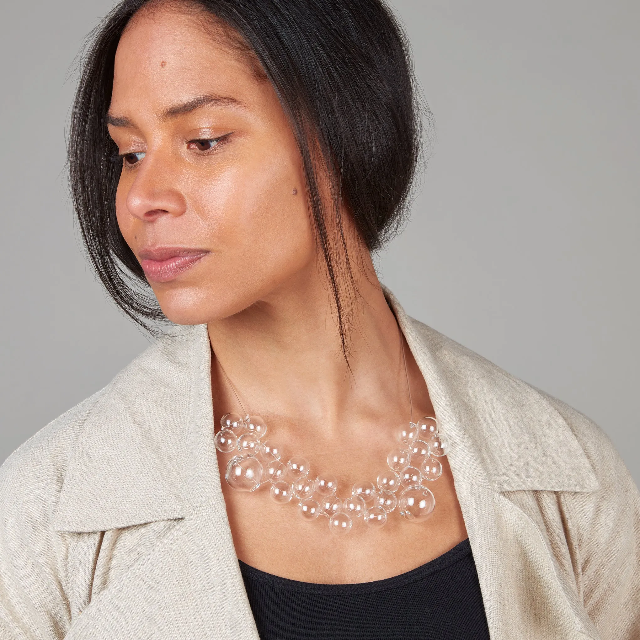 Glass Bubble Necklace - Transparent sold by Moma