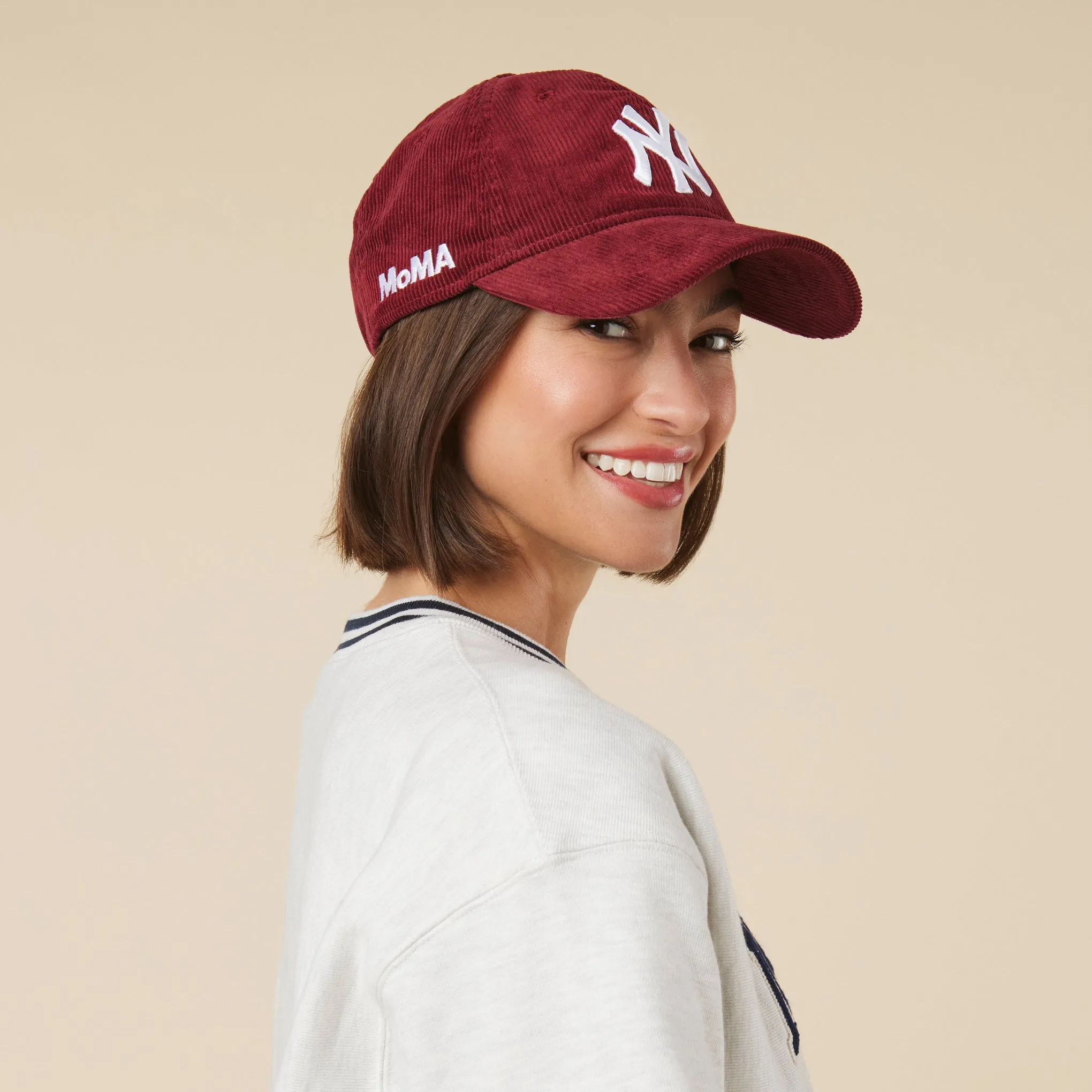 MoMA NY Yankees 9TWENTY Corduroy Adjustable Baseball Cap - Maroon sold by Moma product image thumbnail 4