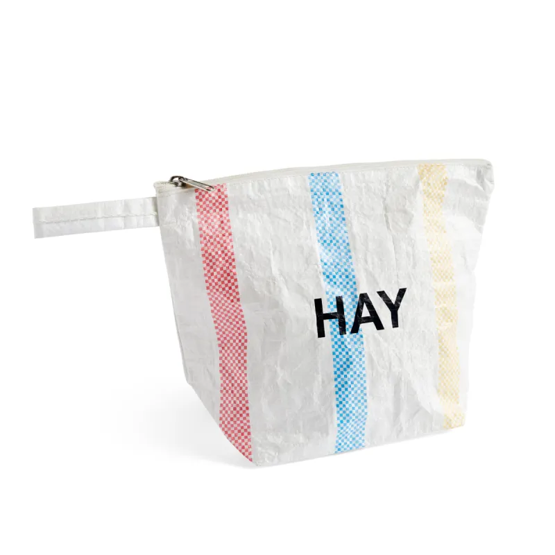 HAY Candy Stripe Pouch in Recycled Plastic - White/ Multi sold by Moma