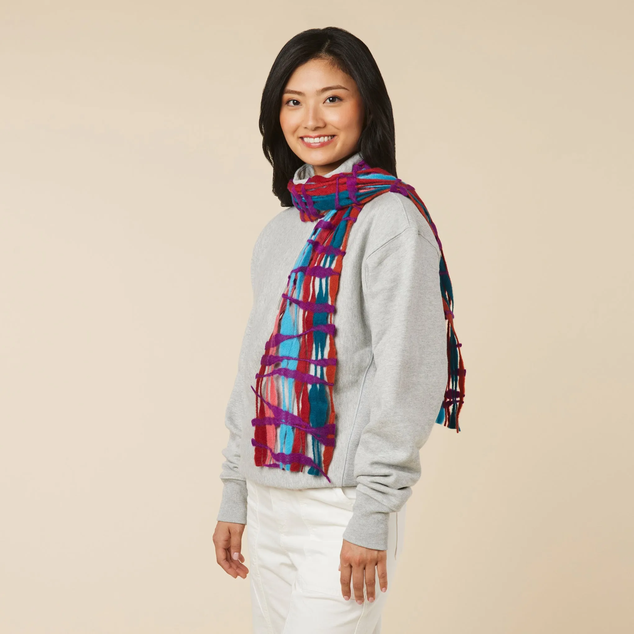 Nuno Threadstray Open-Weave Felted Wool Scarf - Warm Multi sold by Moma product image thumbnail 2