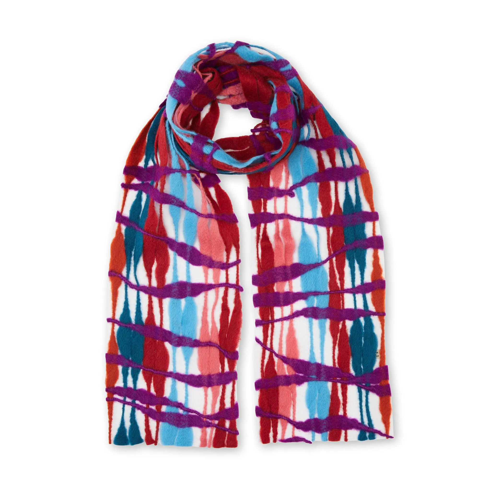 Nuno Threadstray Open-Weave Felted Wool Scarf - Warm Multi sold by Moma