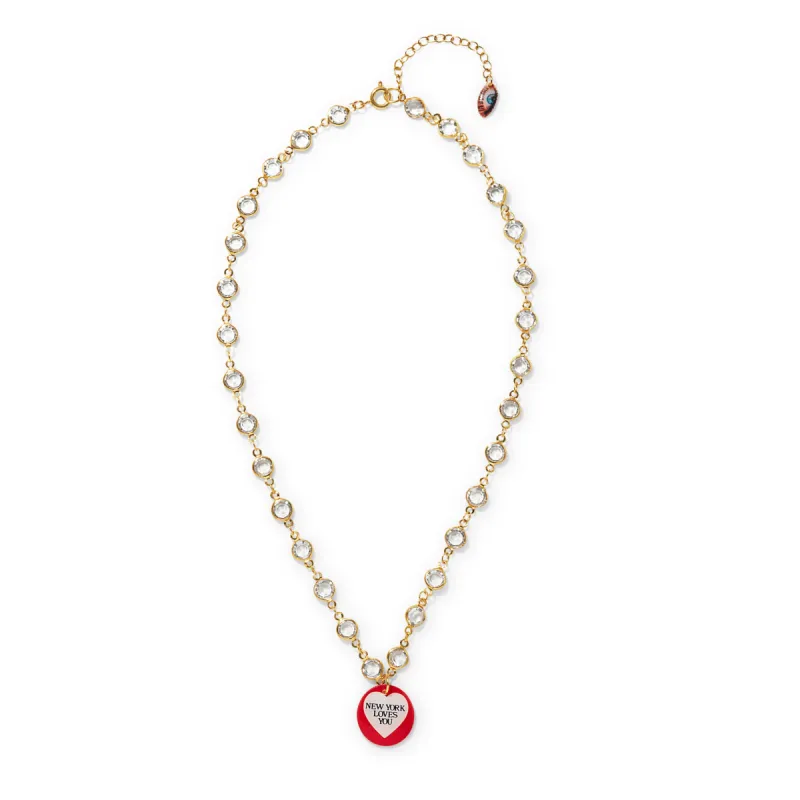 Haricot Vert Crystal Chain NYC Pendant Necklace sold by Moma