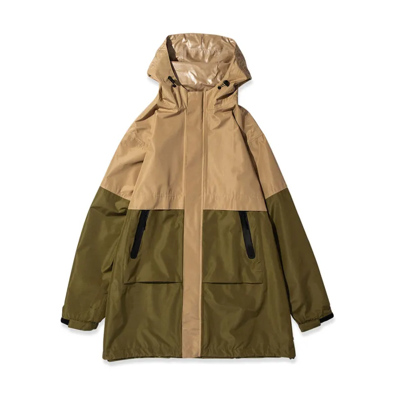 Kiu Colorblock Foldable Rain Jacket - Green/ Khaki sold by Moma