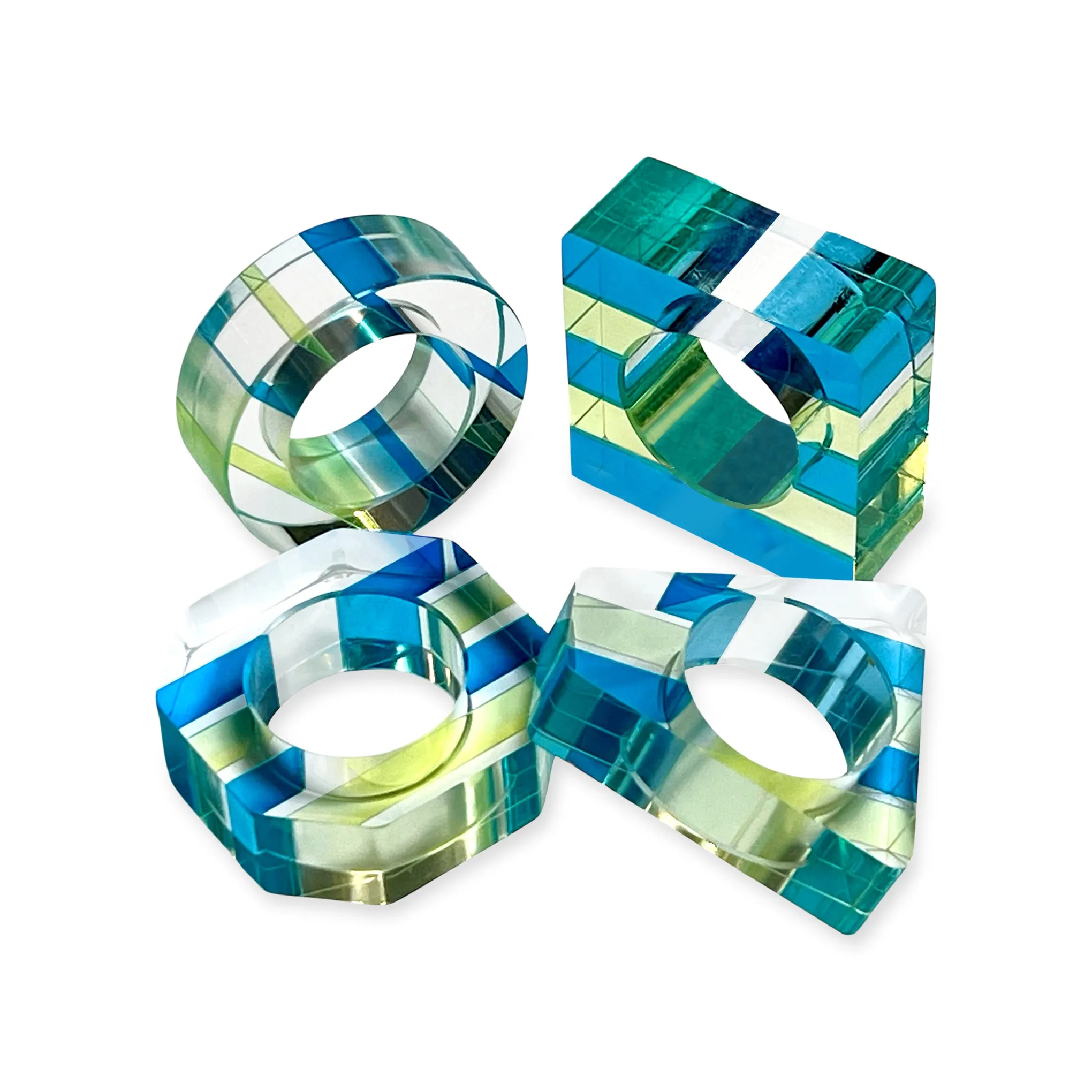 Nicolai Canetti Chromatic Napkin Rings - Set of 4 - Blue/ Green sold by Moma