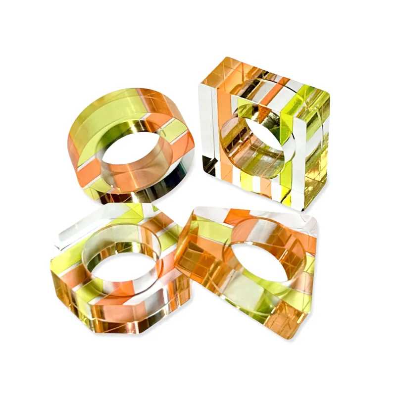 Nicolai Canetti Chromatic Napkin Rings - Set of 4 - Orange/ Yellow sold by Moma