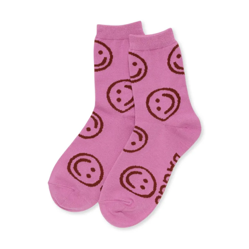 Baggu Crew Socks - Extra Pink Happy sold by Moma