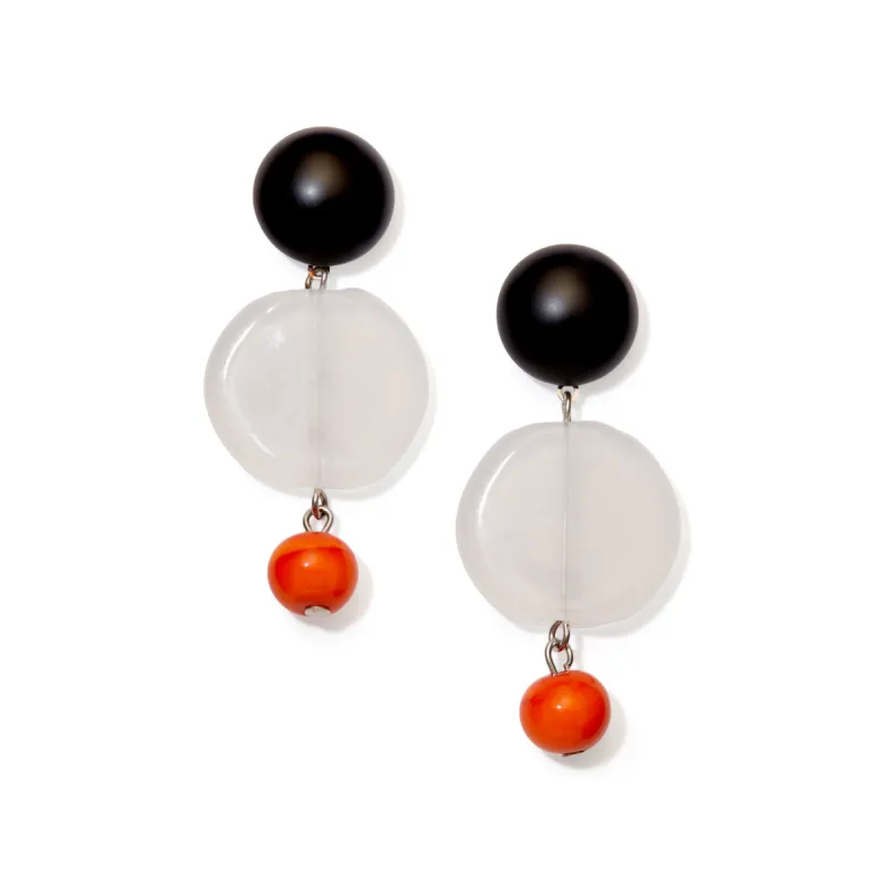 Murano Drop Earrings - White/ Orange sold by Moma