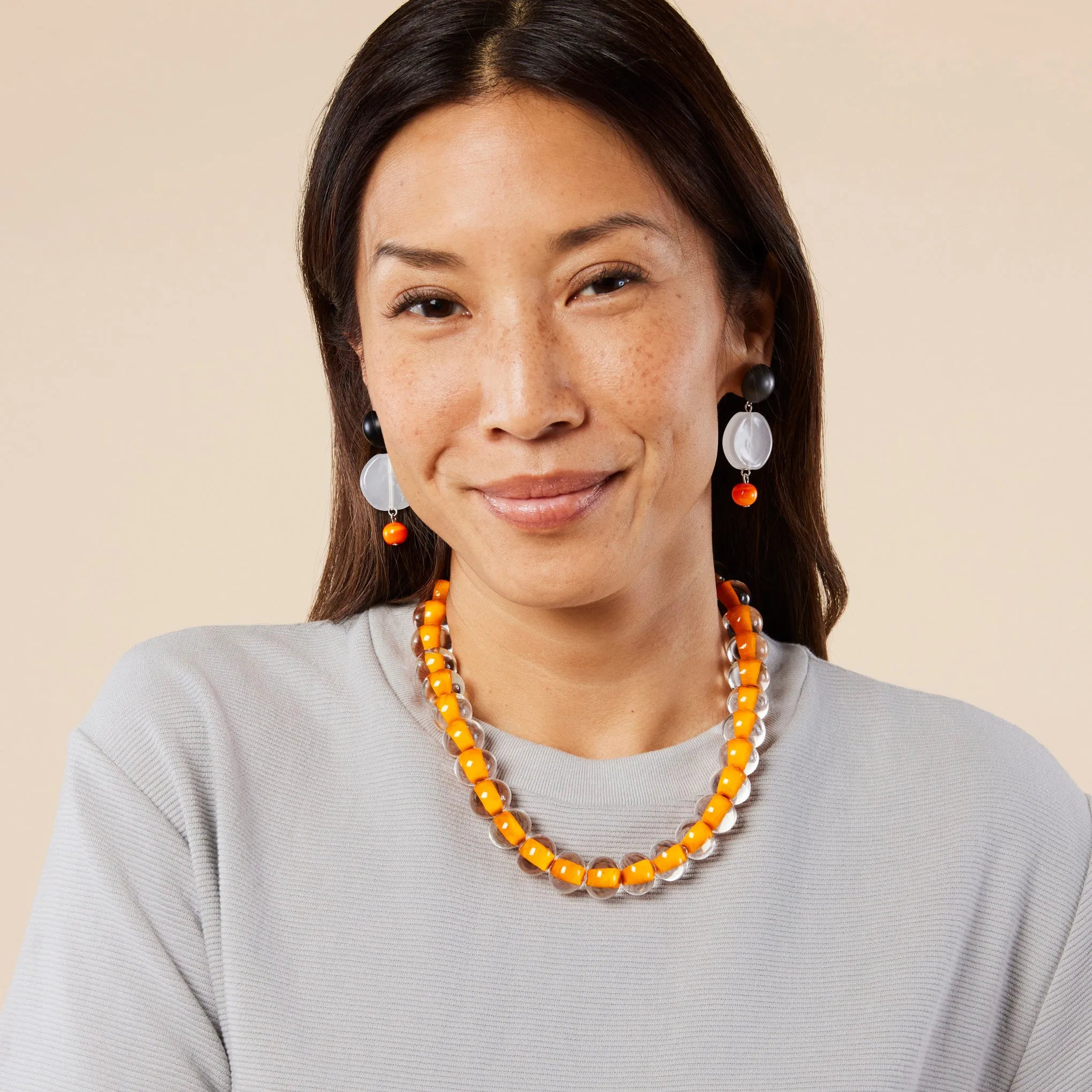 Murano Drop Earrings - White/ Orange sold by Moma product image thumbnail 2