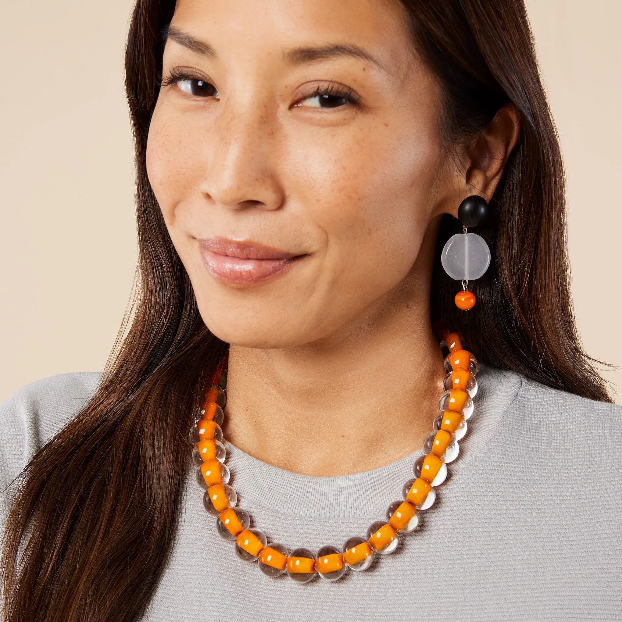 Murano Drop Earrings - White/ Orange sold by Moma product image thumbnail 4