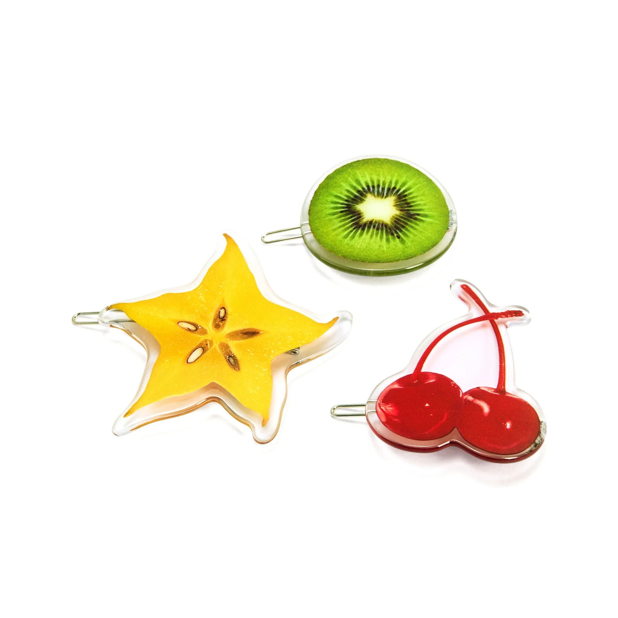 Chunks Fruit Salad Hair Clips - Set of 3 sold by Moma