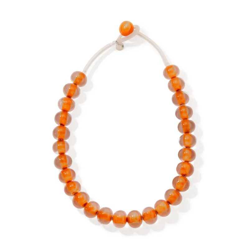 Glass Ball Strip Necklace - Mandarin sold by Moma