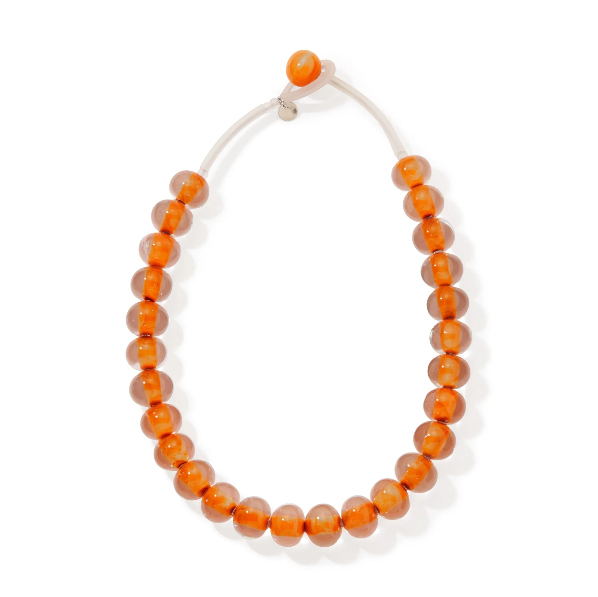 Glass Ball Strip Necklace - Mandarin sold by Moma