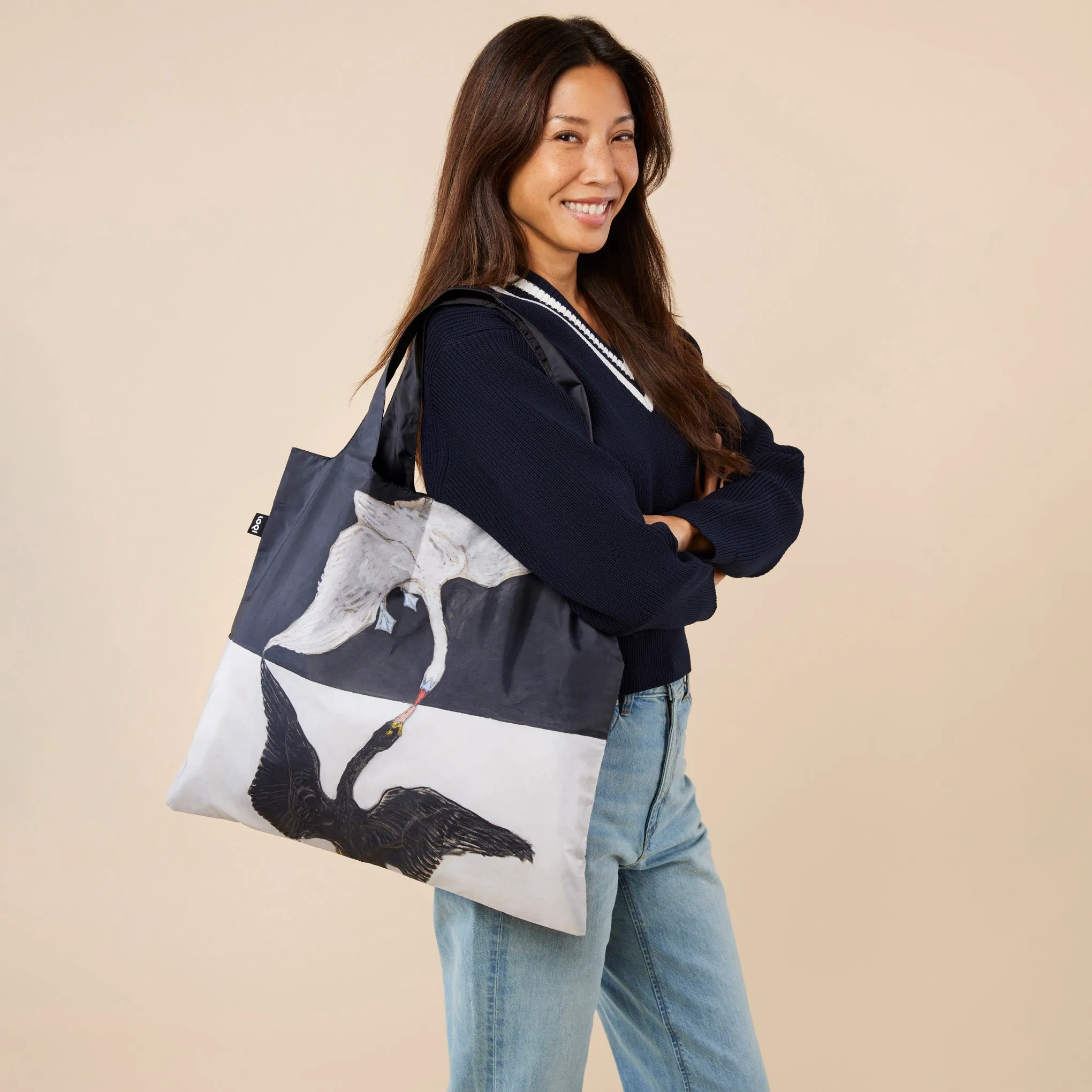 Loqi Recycled Polyester Artist Tote Bag - Hilma Af Klint Swans sold by Moma product image thumbnail 3