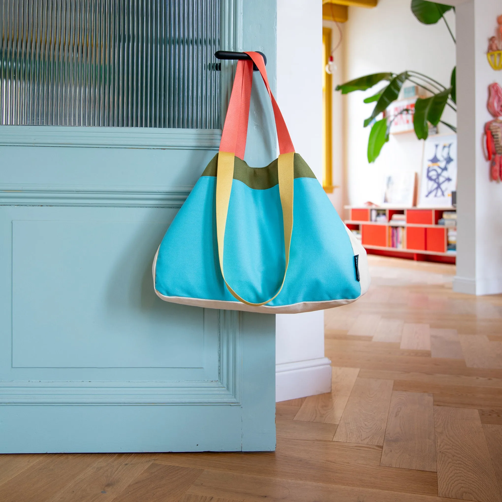 Colorful Oversized Cotton Canvas Tote Bag - Blue sold by Moma product image thumbnail 2