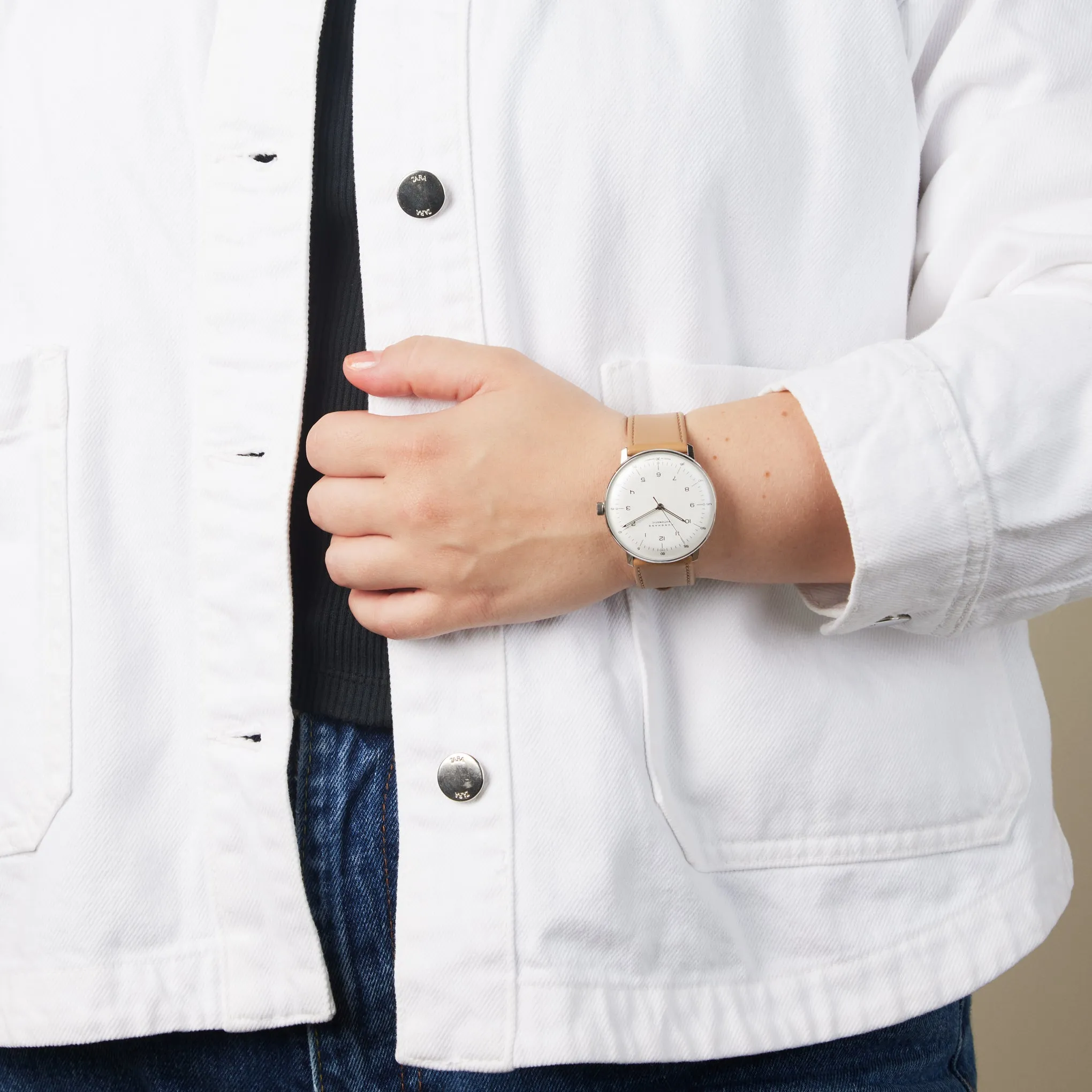 Automatic Max Bill Watch - White/ Brown sold by Moma product image thumbnail 3