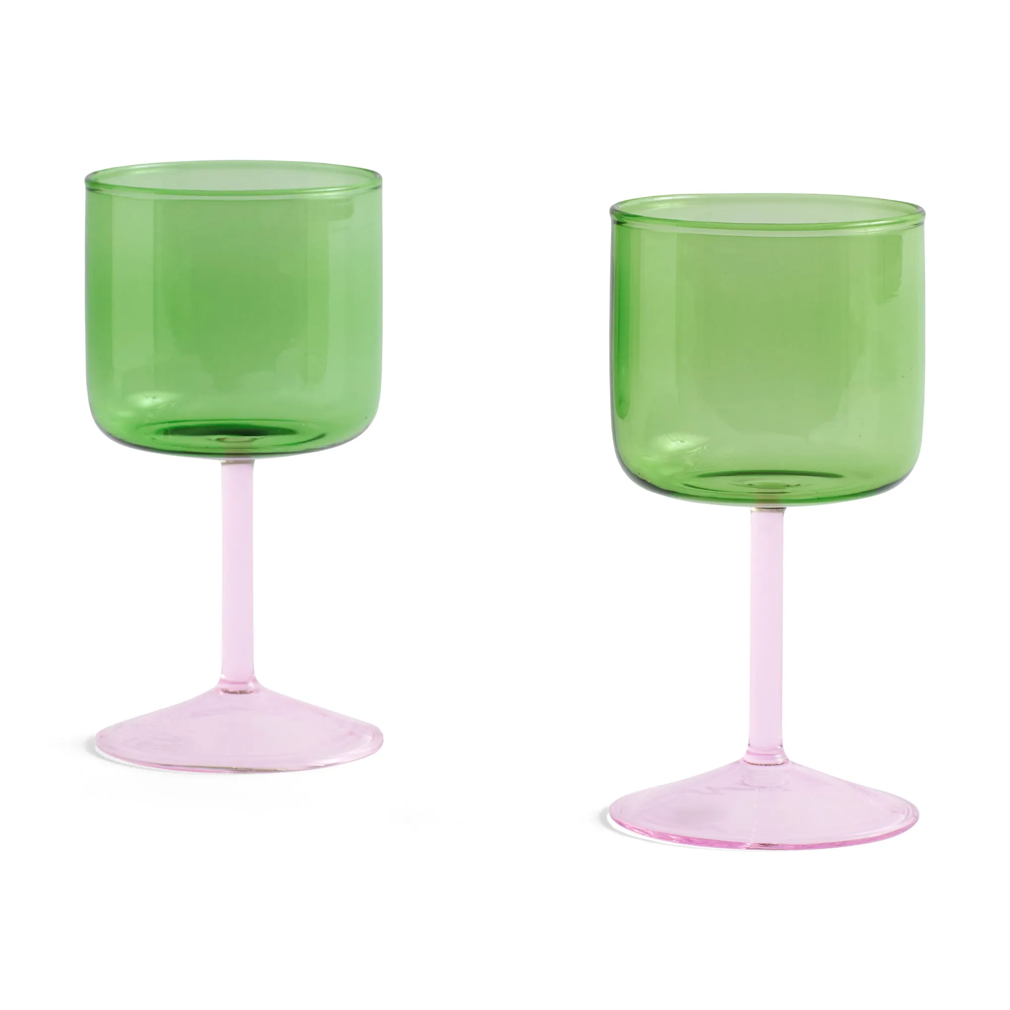 HAY Tint Wine Glasses - Set of 2 - Green/ Pink sold by Moma