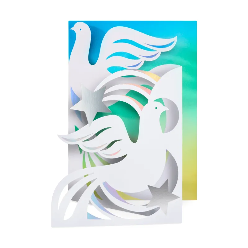 Sparkling Doves Holiday Pop-Up Cards - Set of 8 sold by Moma