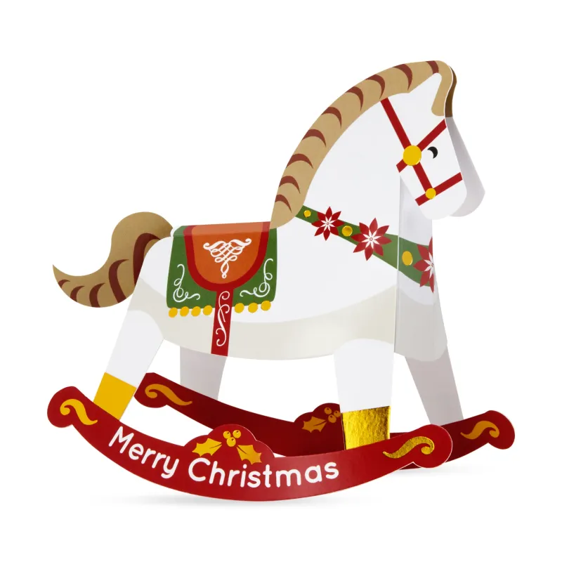 Christmas Rocking Horse Holiday Pop-Up Cards - Set of 8 sold by Moma