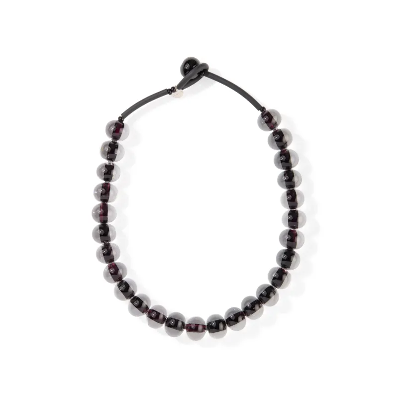Glass Ball Strip Necklace - Black sold by Moma