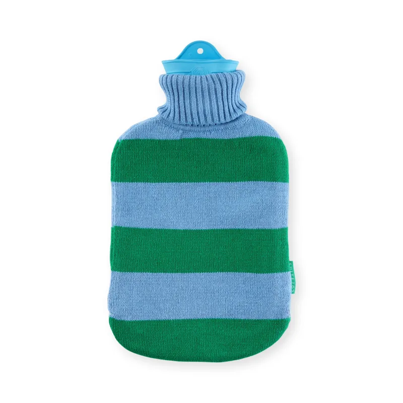 Knit-Covered Hot Water Bottle - Blue/ Green sold by Moma