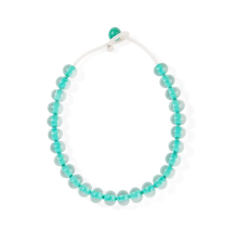 Glass Ball Strip Necklace - Turquoise sold by Moma